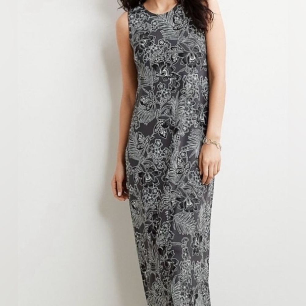 J. Jill Wearever Sleeveless Dress w Boho Floral Print Gray Women’s XS